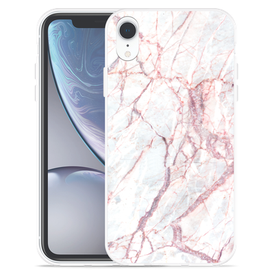 Cazy Hoesje geschikt voor iPhone Xr - White Pink Marble