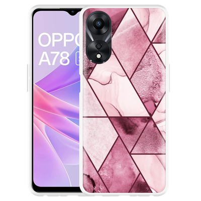 Cazy Hoesje geschikt voor Oppo A78 5G Roze Marmer Mix