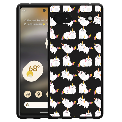 Cazy Hoesje Zwart geschikt voor Google Pixel 6a - Unicorn Cat