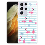 Hoesje geschikt voor Samsung Galaxy S21 Ultra - Flamingo Ananas