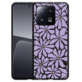 Hoesje Zwart geschikt voor Xiaomi 13 Pro Abstracte Paarse Bloemen