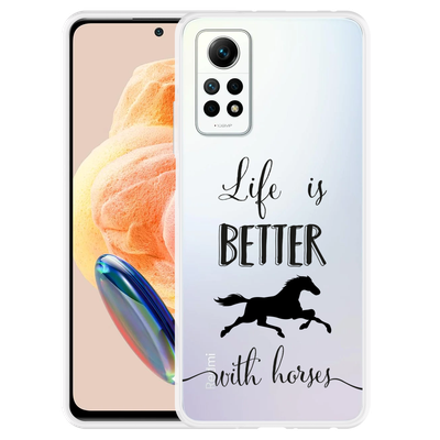 Cazy Hoesje geschikt voor Xiaomi Redmi Note 12 Pro 4G Life is Better with Horses