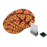 4 Rubberen Onderzetters - Design Pizza Party - Rond