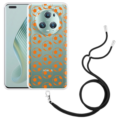 Cazy Hoesje met koord geschikt voor Honor Magic5 Pro Orange Soccer Balls