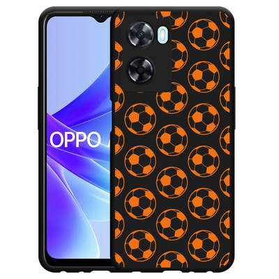Cazy Hoesje Zwart geschikt voor Oppo A57s - Orange Soccer Balls