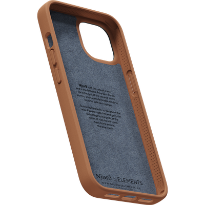 Njord Collections Hoesje geschikt voor iPhone 14 Plus - Genuine Leather - 2m Valbescherming - Cognac