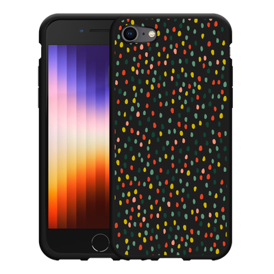 Cazy Hoesje Zwart geschikt voor iPhone SE 2022 - Happy Dots
