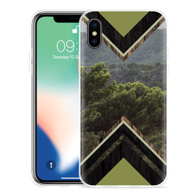 Cazy Hoesje geschikt voor iPhone X - Forest wood