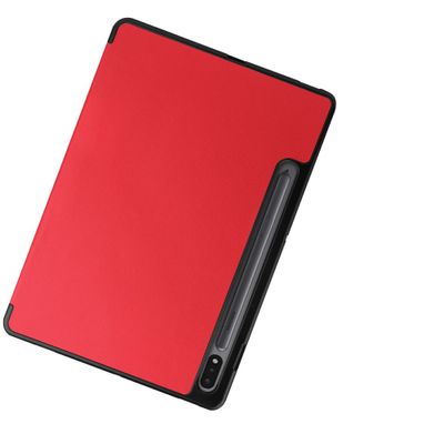 Cazy TriFold Hoes met Penhouder geschikt voor Samsung Galaxy Tab S7 - Rood