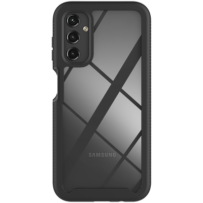 Cazy 360 Defense hoesje geschikt voor Samsung Galaxy A14 4G/5G met ingebouwde screenprotector - Zwart
