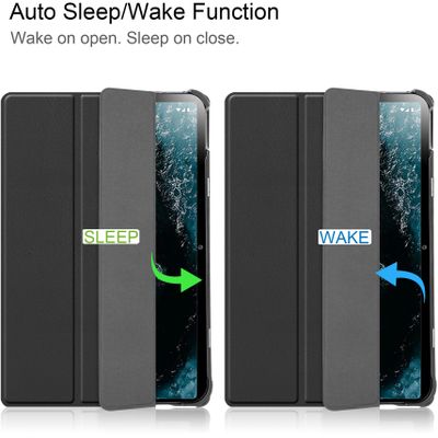 Cazy TriFold Hoes met Auto Slaap/Wake geschikt voor Nokia T20 - Zwart