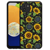 Hoesje Zwart geschikt voor Samsung Galaxy A03 - Sunflowers