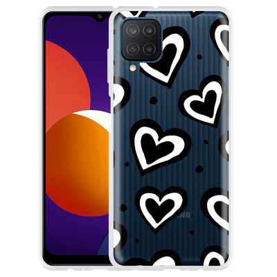 Cazy Hoesje geschikt voor Samsung Galaxy M12 - Watercolor Hearts
