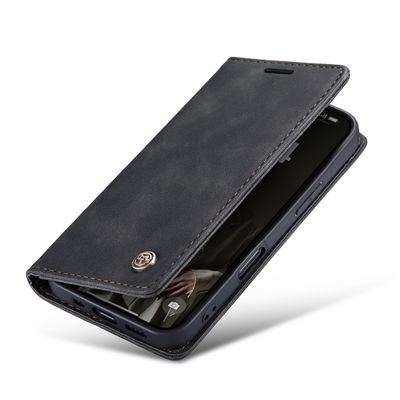 Caseme Hoesje geschikt voor iPhone 16 - Retro Wallet Case - Zwart