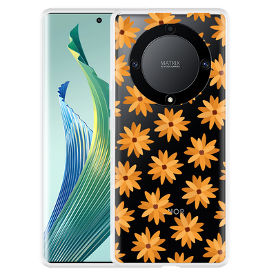 Cazy Hoesje geschikt voor Honor Magic5 Lite Oranje Bloemen