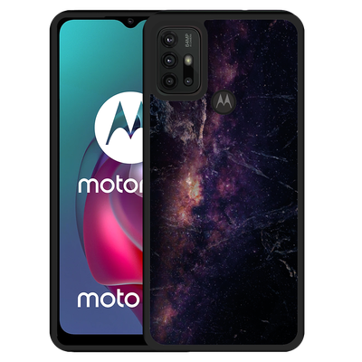 Cazy Hardcase hoesje geschikt voor Motorola Moto G10 - Black Space Marble