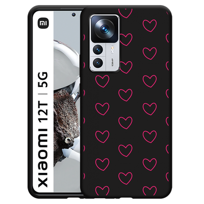 Cazy Hoesje Zwart geschikt voor Xiaomi 12T/12T Pro - Kleine Hartjes