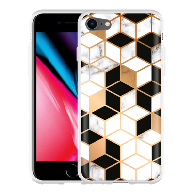 Cazy Hoesje geschikt voor iPhone 8 - Black White Marble