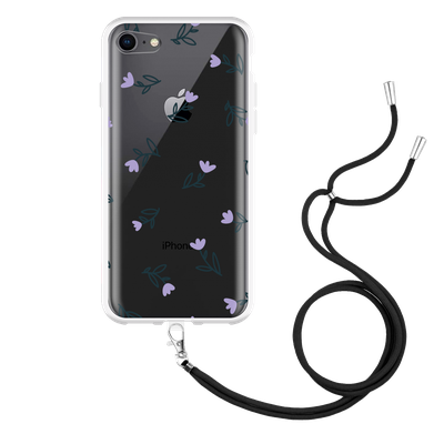 Cazy Hoesje met Koord geschikt voor iPhone 8 - Paarse Bloemen
