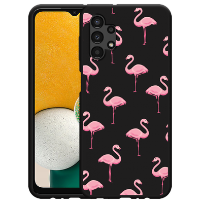 Cazy Hoesje Zwart geschikt voor Samsung Galaxy A13 4G - Flamingo