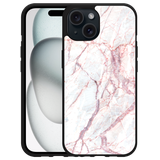 Hardcase Hoesje geschikt voor iPhone15 White Pink Marble