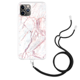 Hoesje met Koord geschikt voor iPhone 11 Pro - White Pink Marble