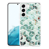 Hoesje geschikt voor Samsung Galaxy S22 - Groen Hexagon Marmer