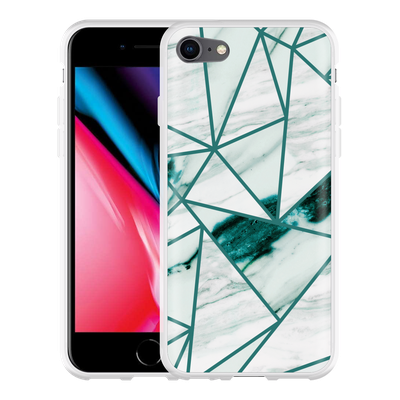 Cazy Hoesje geschikt voor iPhone 8 - Polygon Marmer Groen