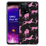 Hoesje Zwart geschikt voor Oppo Find X5 - Roze Cheeta's