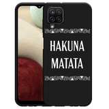 Hoesje Zwart geschikt voor Samsung Galaxy A12 - Hakuna Matata white