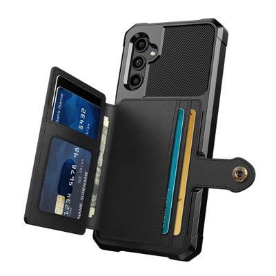 Cazy Magnetic Card Hoesje geschikt voor Samsung Galaxy A14 4G/5G - Zwart