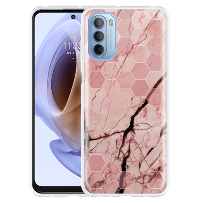 Cazy Hoesje geschikt voor Motorola Moto G41 - Pink Marble