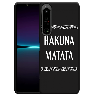 Cazy Hoesje Zwart geschikt voor Sony Xperia 1 IV - Hakuna Matata white