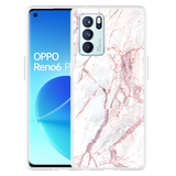 Hoesje geschikt voor Oppo Reno6 Pro 5G - White Pink Marble