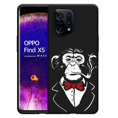 Cazy Hoesje Zwart geschikt voor Oppo Find X5 - Smoking Chimp