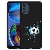 Hoesje Zwart geschikt voor Motorola Moto E32s - Soccer Ball