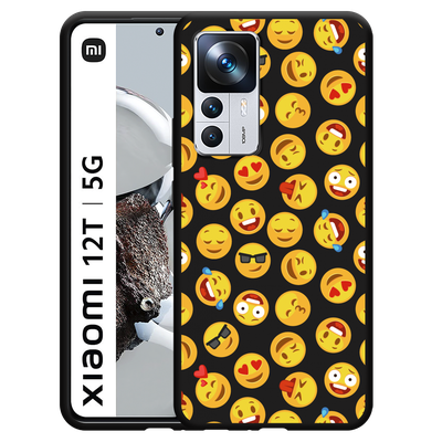 Cazy Hoesje Zwart geschikt voor Xiaomi 12T/12T Pro - Emoji
