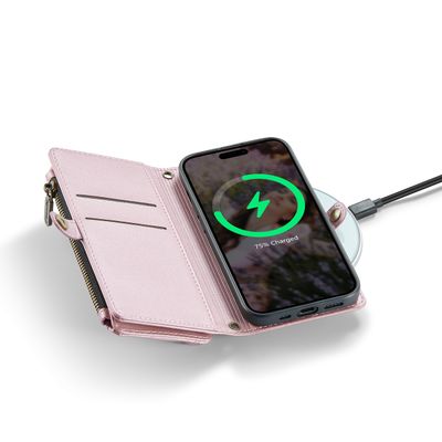 Caseme Case iPhone 16 - Crossbody Wallet Case - Pink