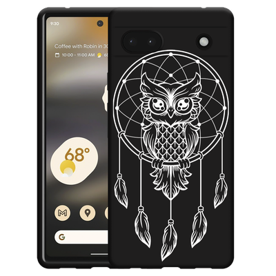 Cazy Hoesje Zwart geschikt voor Google Pixel 6a - Dream Owl Mandala