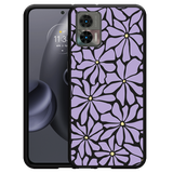 Hoesje Zwart geschikt voor Motorola Edge 30 Neo Abstracte Paarse Bloemen