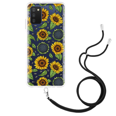 Cazy Hoesje met Koord geschikt voor Samsung Galaxy A03s - Sunflowers