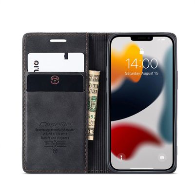 CASEME iPhone 13 Retro Wallet Case - Black