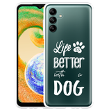Cazy Hoesje geschikt voor Samsung Galaxy A04s - Life Is Better With a Dog Wit