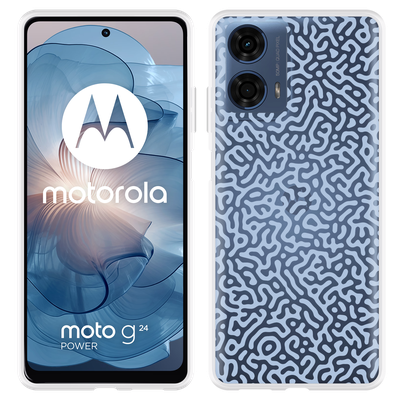 Cazy Hoesje geschikt voor Motorola Moto G04/G04s/G24/G24 Power Blauwe Doodle