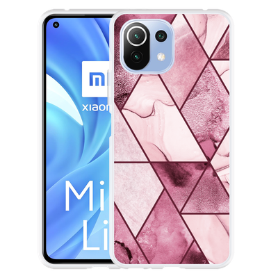 Cazy Hoesje geschikt voor Xiaomi 11 Lite 5G NE/Mi 11 Lite - Roze Marmer Mix
