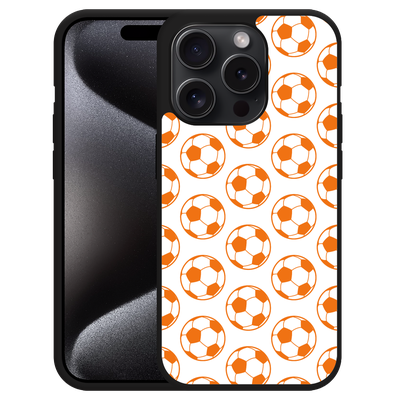 Cazy Hardcase Hoesje geschikt voor iPhone 15 Pro Orange Soccer Balls