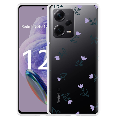 Cazy Hoesje geschikt voor Xiaomi Redmi Note 12 Pro+ 5G Paarse Bloemen