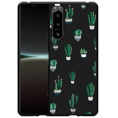 Cazy Hoesje Zwart geschikt voor Sony Xperia 5 IV - Green Cactus