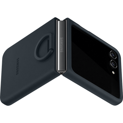 Hoesje geschikt voor Samsung Galaxy Z Flip5 - Samsung Silicone Cover met Ring - Indigo