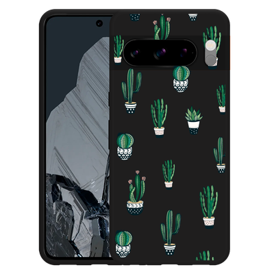 Cazy Hoesje Zwart geschikt voor Google Pixel 8 Pro Green Cactus